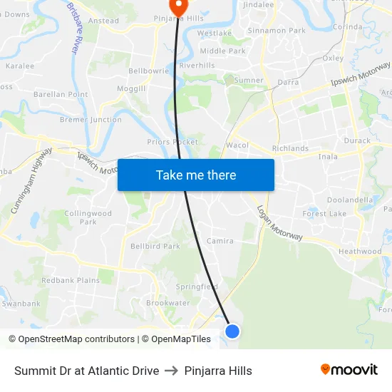 Summit Dr at Atlantic Drive to Pinjarra Hills map