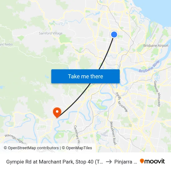 Gympie Rd at Marchant Park, Stop 40 (Temp Closure) to Pinjarra Hills map