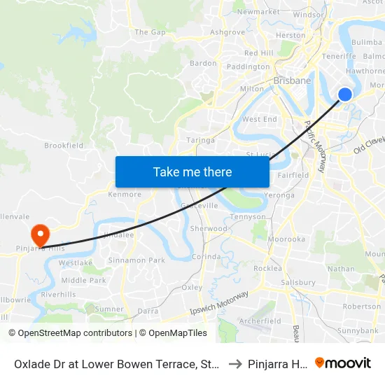 Oxlade Dr at Lower Bowen Terrace, Stop 19 to Pinjarra Hills map