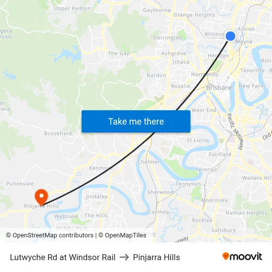 Lutwyche Rd at Windsor Rail to Pinjarra Hills map