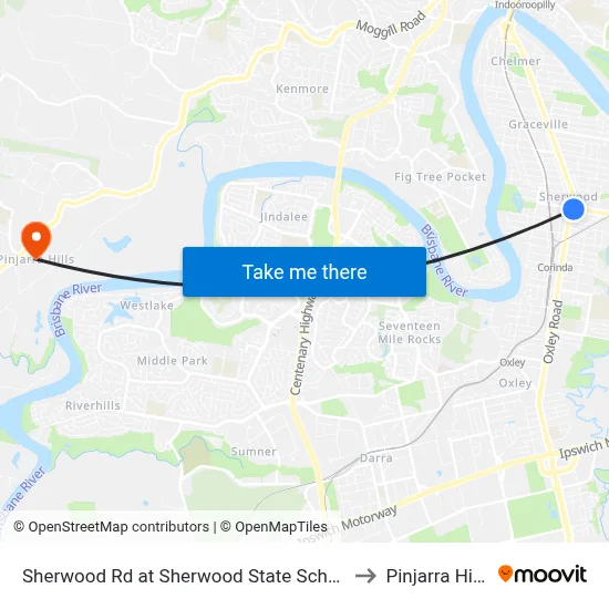 Sherwood Rd at Sherwood State School to Pinjarra Hills map