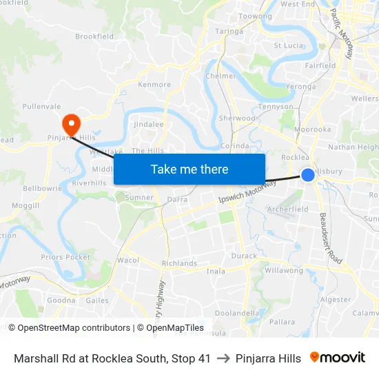 Marshall Rd at Rocklea South, Stop 41 to Pinjarra Hills map
