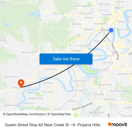 Queen Street Stop 60 Near Creek St to Pinjarra Hills map