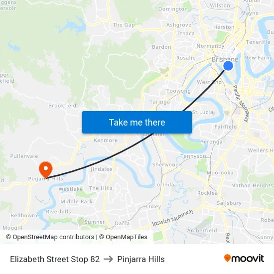 Elizabeth Street Stop 82 to Pinjarra Hills map
