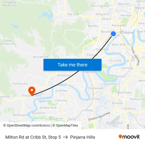 Milton Rd at Cribb St, Stop 5 to Pinjarra Hills map