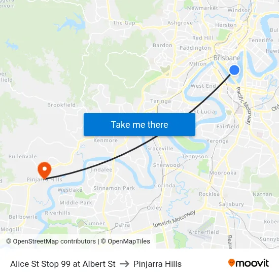Alice St Stop 99 at Albert St to Pinjarra Hills map