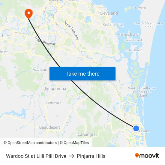 Wardoo St at Lilli Pilli Drive to Pinjarra Hills map