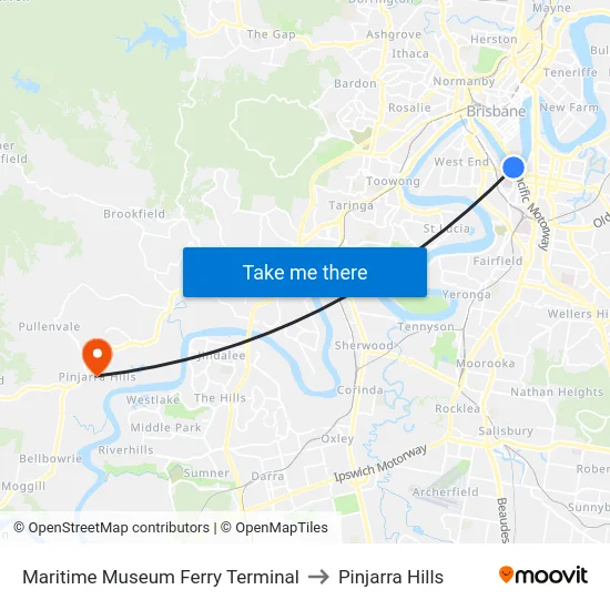 Maritime Museum Ferry Terminal to Pinjarra Hills map