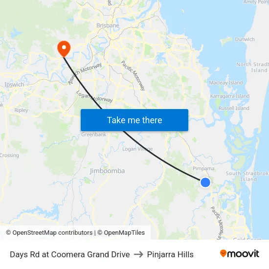 Days Rd at Coomera Grand Drive to Pinjarra Hills map