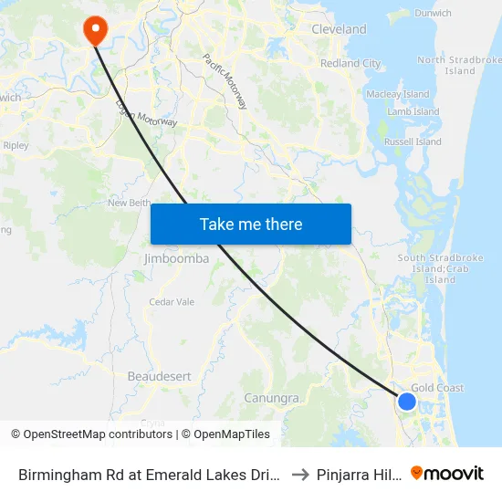 Birmingham Rd at Emerald Lakes Drive to Pinjarra Hills map