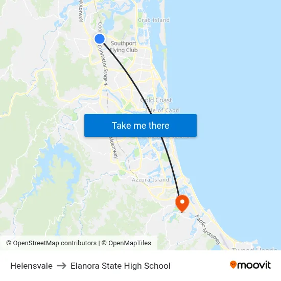 Helensvale to Elanora State High School map