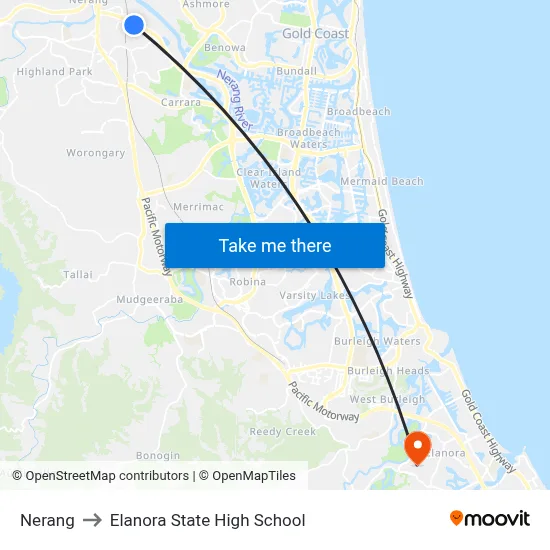 Nerang to Elanora State High School map