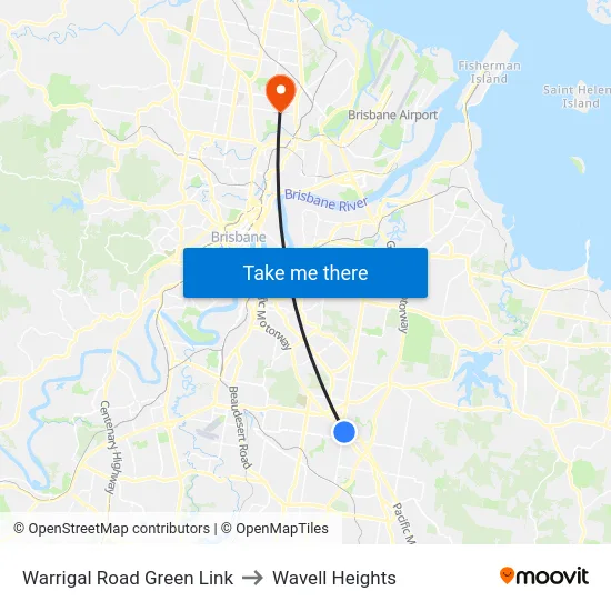 Warrigal Road Green Link to Wavell Heights map