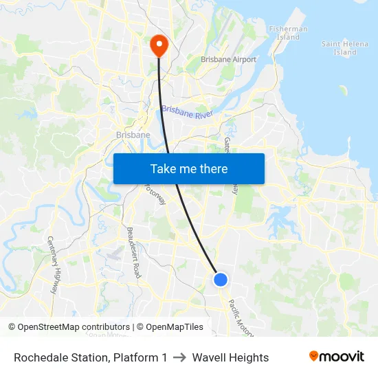 Rochedale Station, Platform 1 to Wavell Heights map