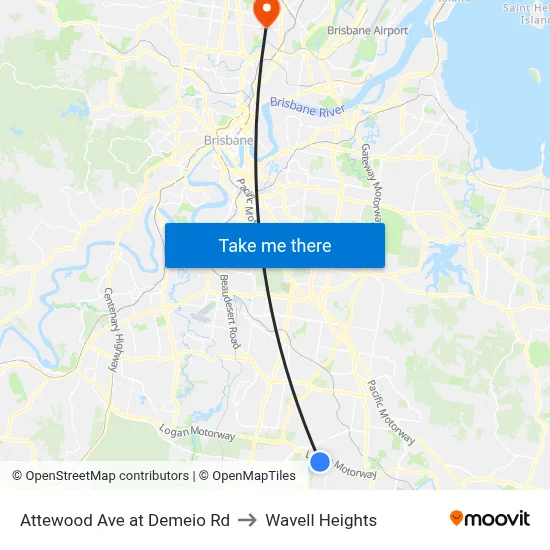 Attewood Ave at Demeio Rd to Wavell Heights map