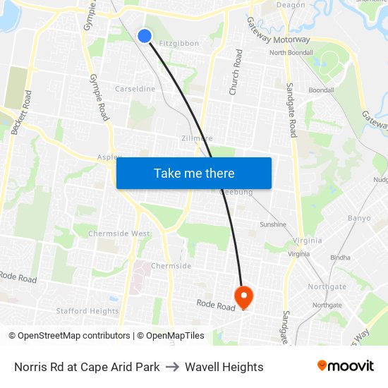 Norris Rd at Cape Arid Park to Wavell Heights map