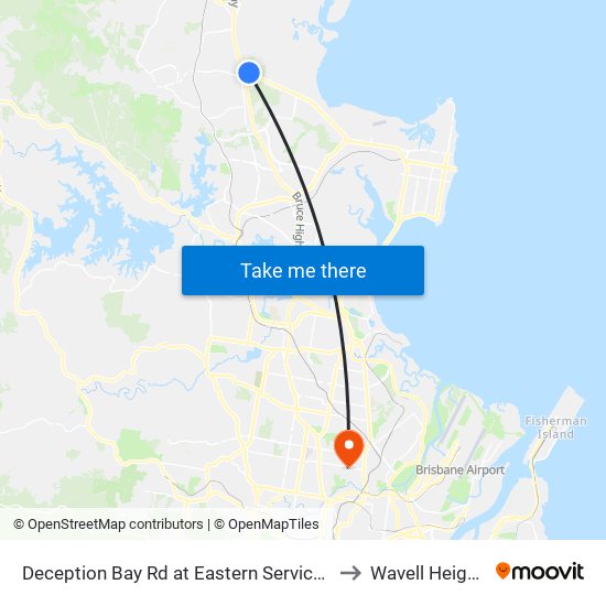 Deception Bay Rd at Eastern Service Rd to Wavell Heights map