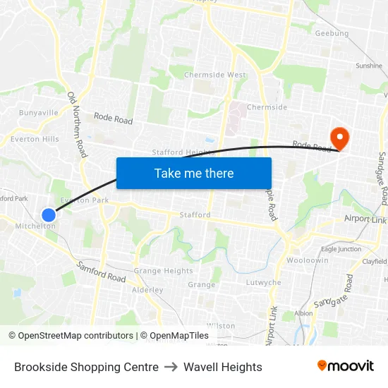 Brookside Shopping Centre to Wavell Heights map