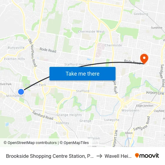 Brookside Shopping Centre Station, Platform A to Wavell Heights map