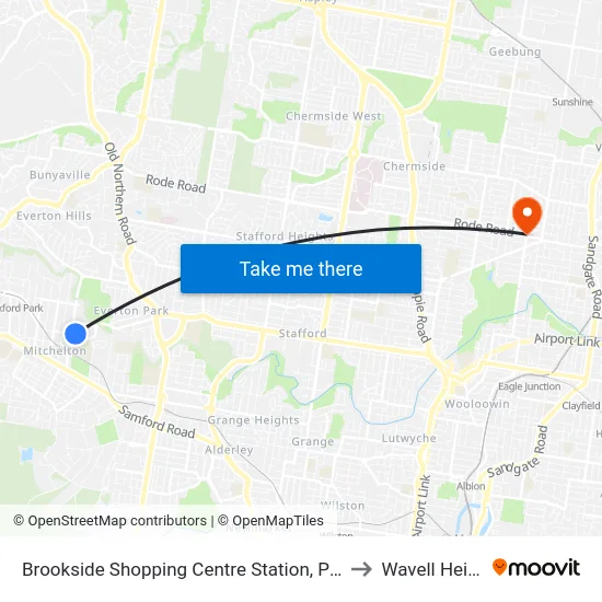Brookside Shopping Centre Station, Platform B to Wavell Heights map
