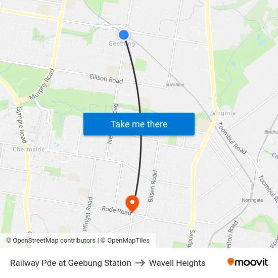 Railway Pde at Geebung Station to Wavell Heights map