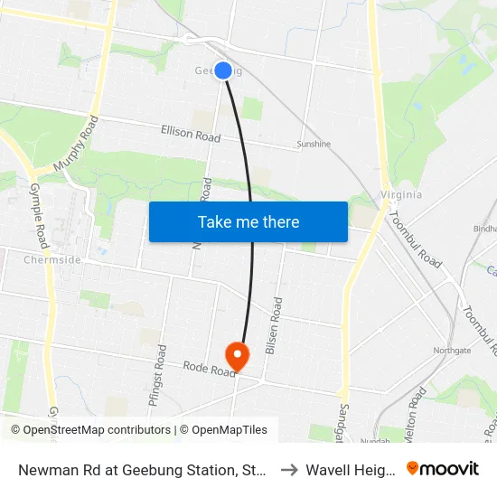 Newman Rd at Geebung Station, Stop 51 to Wavell Heights map