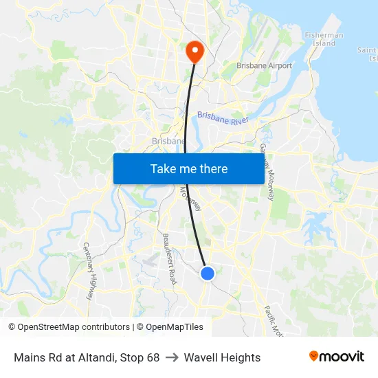 Mains Rd at Altandi, Stop 68 to Wavell Heights map