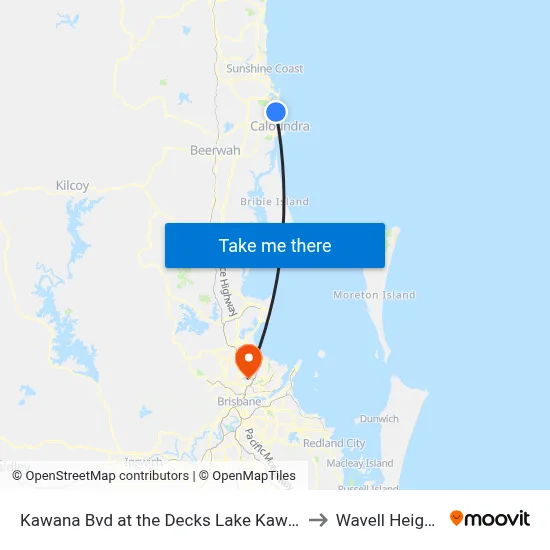 Kawana Bvd at the Decks Lake Kawana to Wavell Heights map