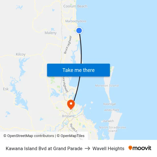 Kawana Island Bvd at Grand Parade to Wavell Heights map