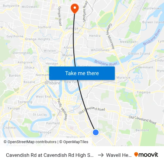 Cavendish Rd at Cavendish Rd High School, Stop 41 to Wavell Heights map