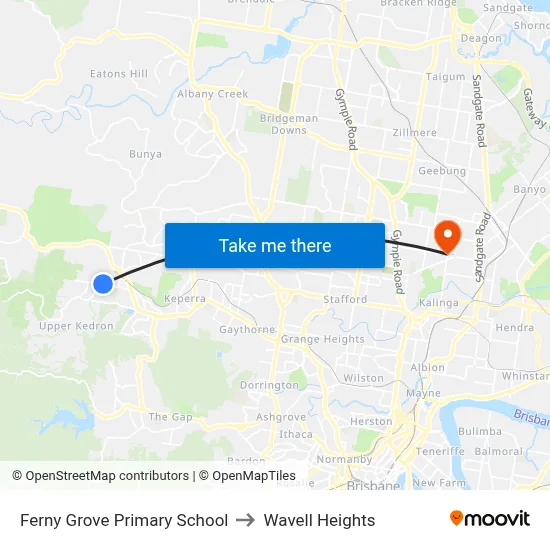 Ferny Grove Primary School to Wavell Heights map