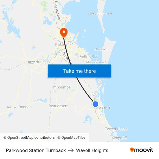 Parkwood Station Turnback to Wavell Heights map