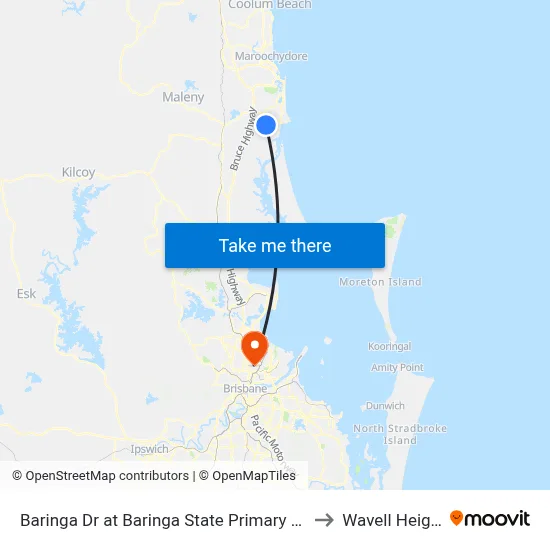 Baringa Dr at Baringa State Primary School to Wavell Heights map