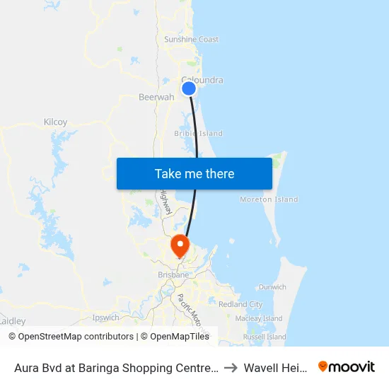 Aura Bvd at Baringa Shopping Centre Stop A to Wavell Heights map