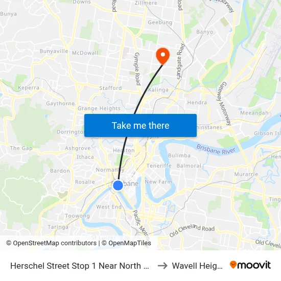 Herschel Street Stop 1 Near North Quay to Wavell Heights map