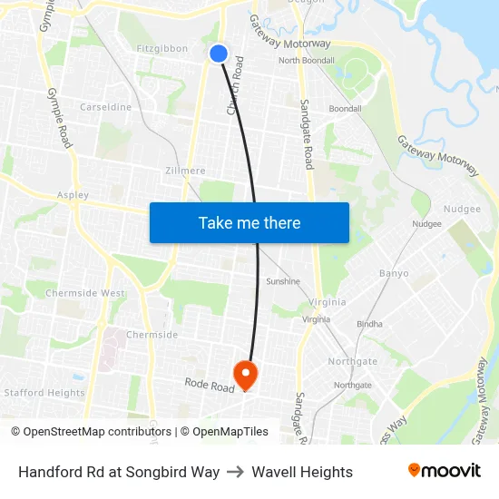 Handford Rd at Songbird Way to Wavell Heights map