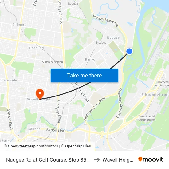 Nudgee Rd at Golf Course, Stop 35/32 to Wavell Heights map