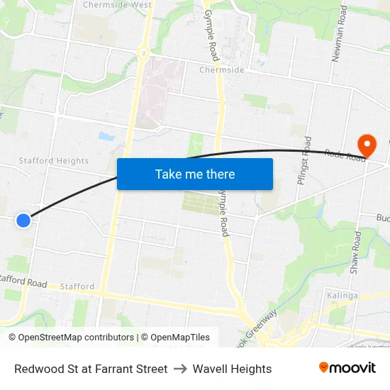 Redwood St at Farrant Street to Wavell Heights map