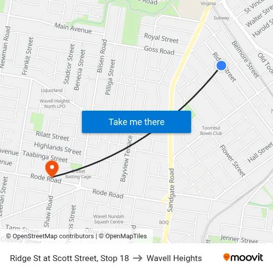 Ridge St at Scott Street, Stop 18 to Wavell Heights map