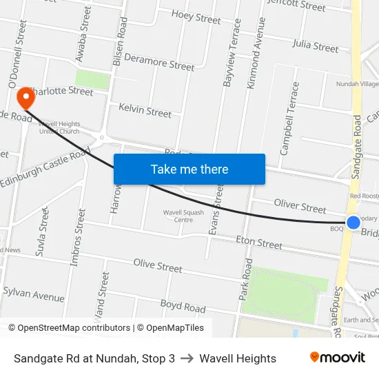 Sandgate Rd at Nundah, Stop 3 to Wavell Heights map