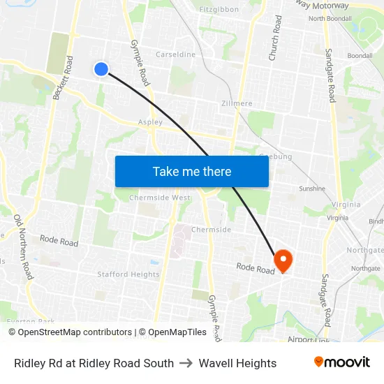 Ridley Rd at Ridley Road South to Wavell Heights map