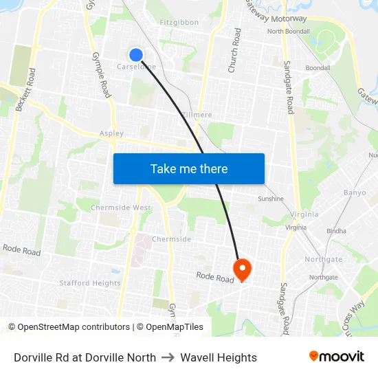 Dorville Rd at Dorville North to Wavell Heights map