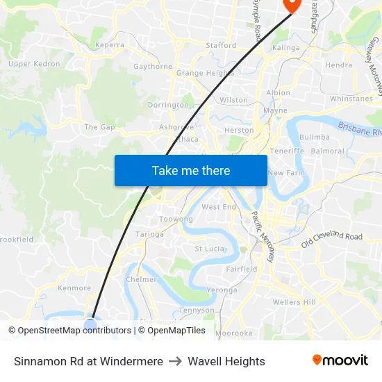 Sinnamon Rd at Windermere to Wavell Heights map