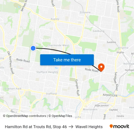 Hamilton Rd at Trouts Rd, Stop 46 to Wavell Heights map