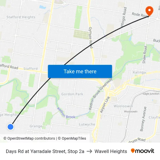 Days Rd at Yarradale Street, Stop 2a to Wavell Heights map