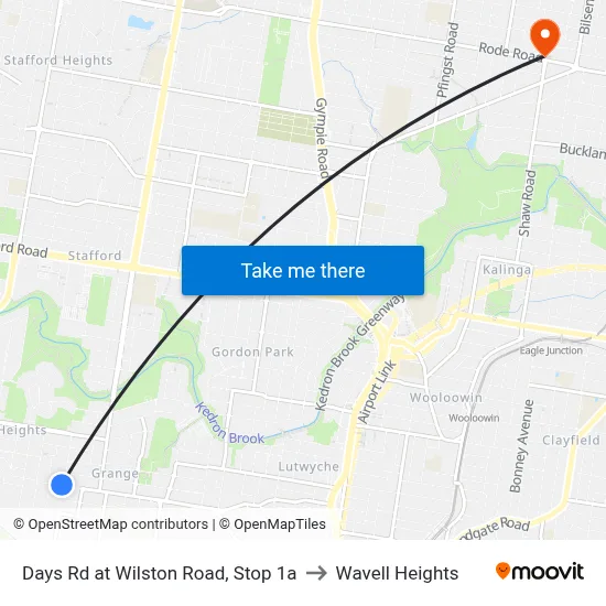 Days Rd at Wilston Road, Stop 1a to Wavell Heights map