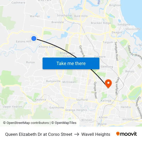 Queen Elizabeth Dr at Corso Street to Wavell Heights map