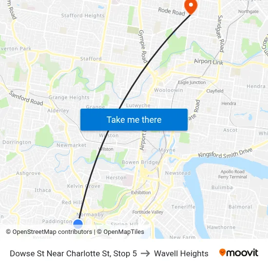 Dowse St Near Charlotte St, Stop 5 to Wavell Heights map