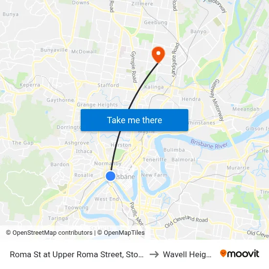 Roma St at Upper Roma Street, Stop 3 to Wavell Heights map