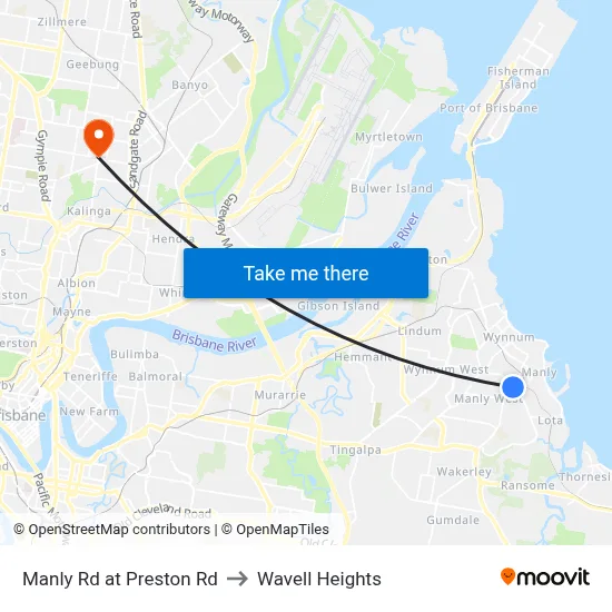 Manly Rd at Preston Rd to Wavell Heights map